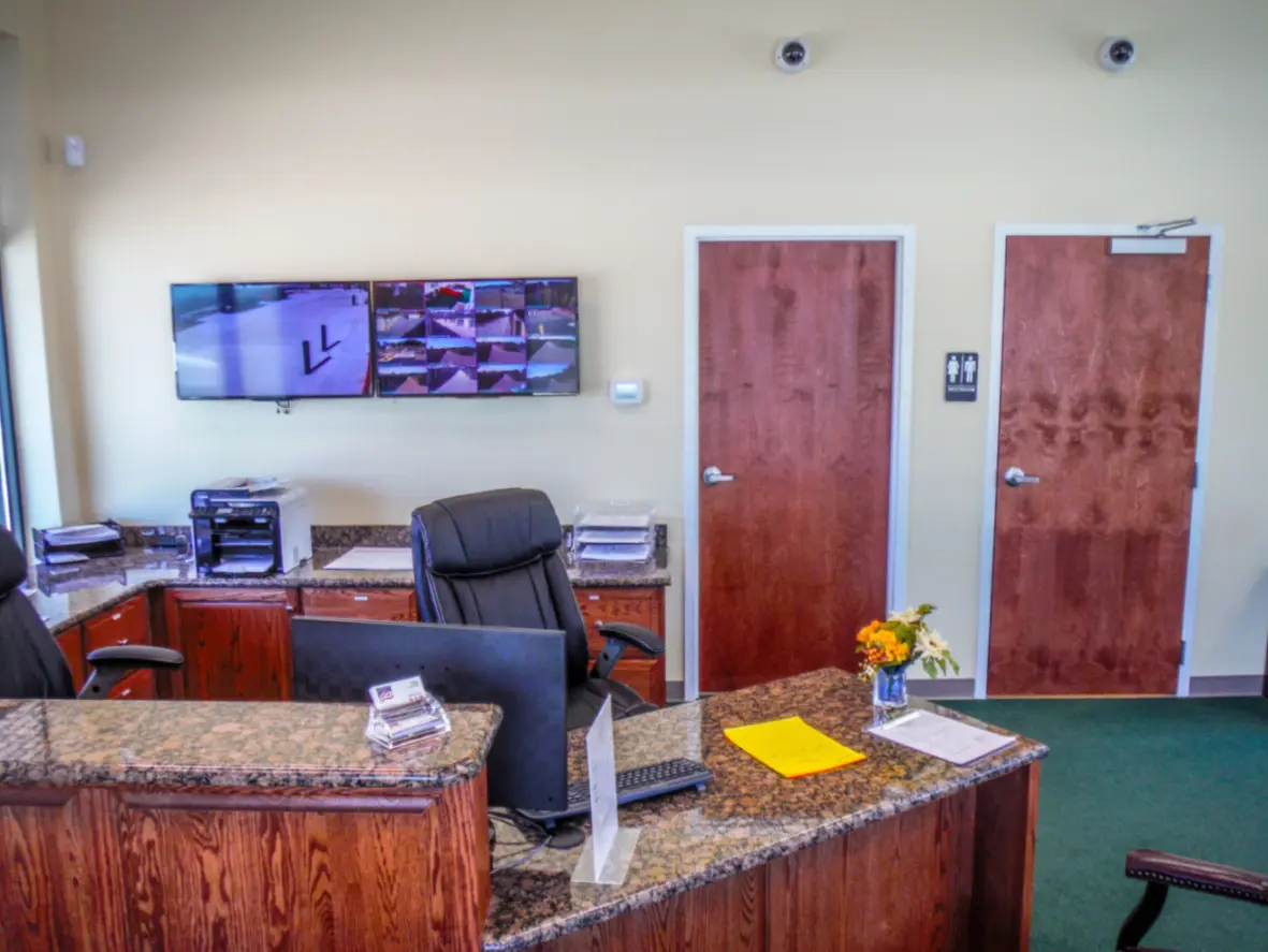 View of interior office at American Flag Storage Santa Fe Drive.