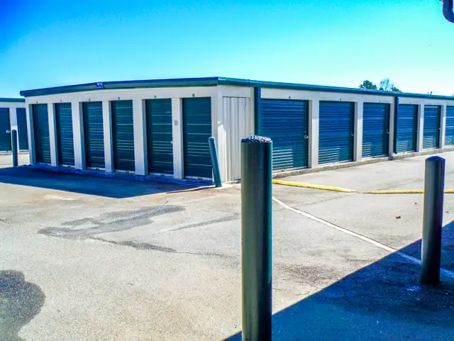 View of outdoor storage units at American Flag Storage Reilly Road.