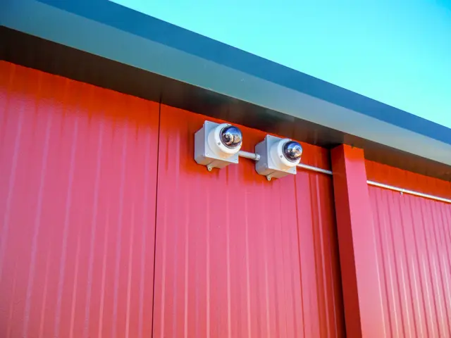 View of security cameras at American Flag Storage Reilly Road.
