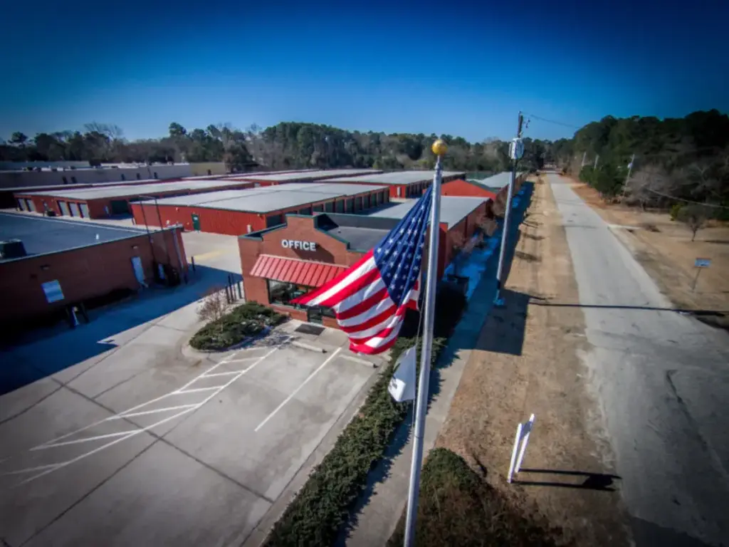 Exterior sky view of American Flag Storage Bragg Blvd.